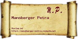 Mansberger Petra névjegykártya